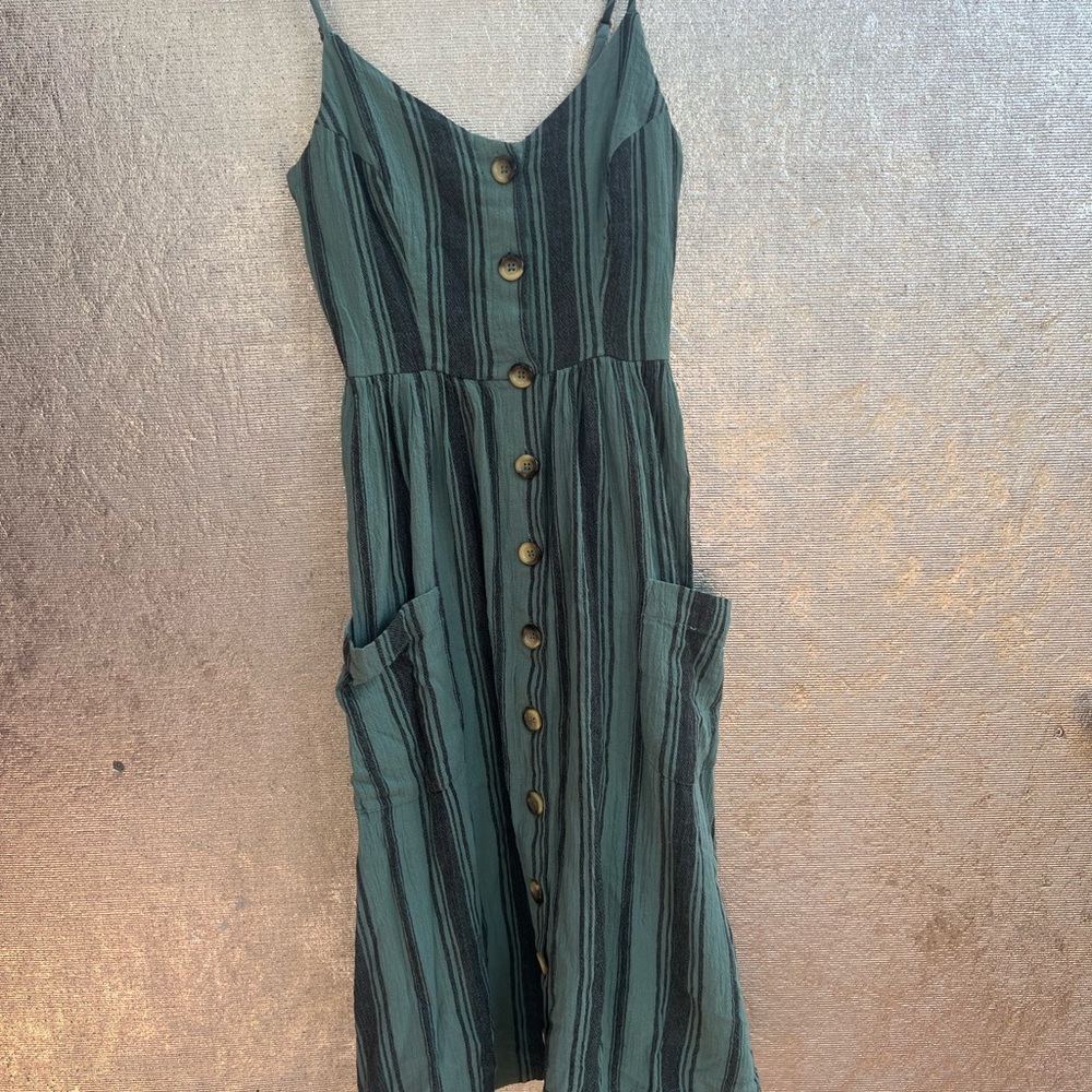 Rip Curl Blue Green Striped Midi Dress
